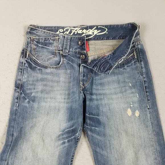 Ed Hardy Straight Jeans with Vibrant Skull Design - Picture 3 of 16